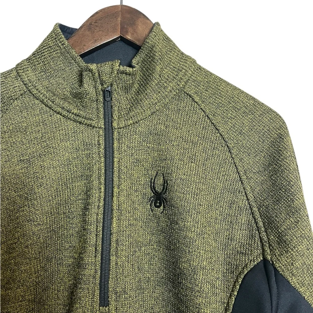 Spyder Men's Olive Green Black Quarter-Zip Fleece Lined Pullover Shirt Jacket M